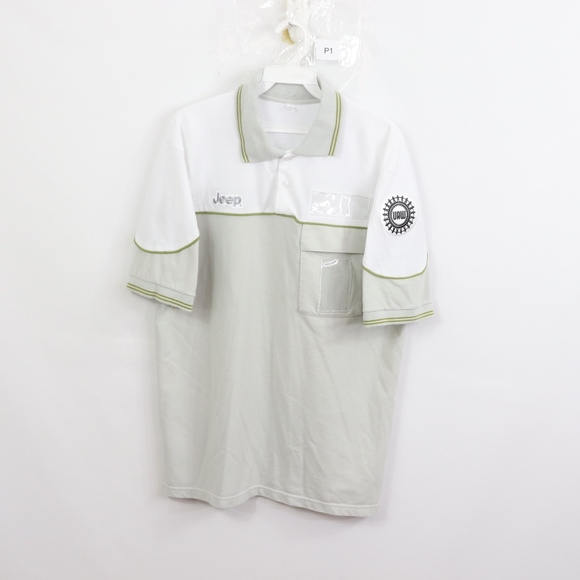 90s Mens Medium Jeep UAW Patch Mechanic Shirt - Picture 1 of 8